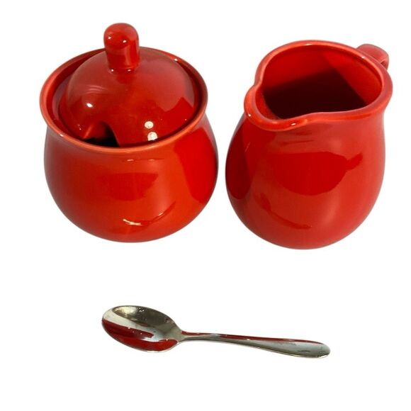 Kitchy Red Pitcher and Sugar Bowl Set. 5” tradwife christmas coffee - Picture 4 of 12